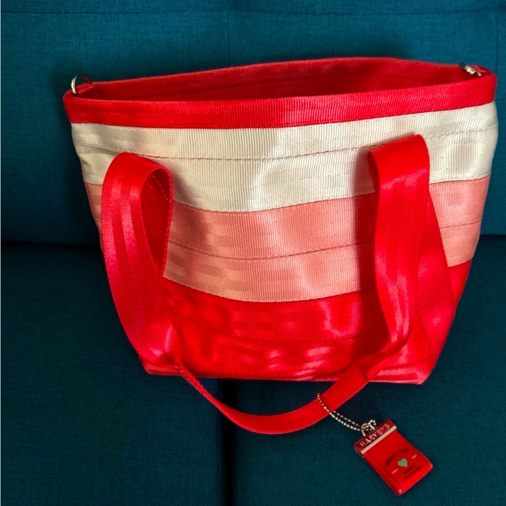 Harveys Red Pink Cream Striped Tote Bag
